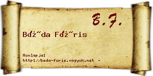 Béda Fóris névjegykártya